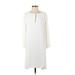 Zara Casual Dress - Shift Keyhole 3/4 sleeves: Ivory Print Dresses - Women's Size Small