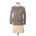 Ann Taylor LOFT Cardigan Sweater: Tan Print Sweaters & Sweatshirts - Women's Size Small