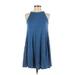 Lulus Casual Dress - A-Line Crew Neck Sleeveless: Blue Print Dresses - Women's Size X-Small