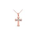 Claddagh Cross Necklace in 9ct Two-Tone Rose Gold