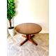 Vintage Ercol Round Extending Pedestal Dining Table Golden Dawn finish dark brown solid wood oval expanding table