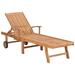 Aibecy Sun Loungers 2 pcs with Table and Cushion Solid Teak Wood