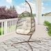 NICESOUL Outdoor Brown Swing Egg Chair with Stand Wicker Hanging Egg Chair with Cushions 350 lb Max