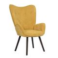 Mid Century Modern Chair Velvet Club Armchair Fabric Upholstered Tufted Armrest Wingback Arm Chair Yellow
