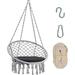 JIARUI Macrame Hammock Chair Swing Chair w/Soft Cushion Hanging Hardware Kit & 9.5ft Hammock Strap Fringe Tassels Cotton Rope Swing Chair 300LBS Capacity Macrame Tassels Hammock Swing (Gray)