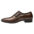 Quealent Adult Men Shoes Shoes Mens Classical Style Leather Shoes for Men Slip On Pu Leather Low Rubber Sole Block Dance Shoes for Men Leather Brown 11