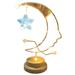 LSLJS Iron Moon Night Lights Christmas Decorations Running Moon Design Desktop Night Lamp Battery Operated Wrought Iron Moon Shaped with Hanging Star String Light Gifts for Christmas Bedroom