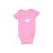 Carter's Short Sleeve Onesie: Pink Print Bottoms - Size 3 Month