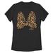 Women's Black Minnie Mouse Animal Print Bow T-Shirt