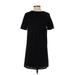 Ann Taylor Casual Dress - Shift Crew Neck Short sleeves: Black Solid Dresses - Women's Size 2X-Small Petite