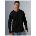 Longsleeve TRIGEMA "TRIGEMA Langarmshirt mit Knopfleiste", Herren, Gr. L, schwarz, 100% Baumwolle, casual, Langarm, Shirts