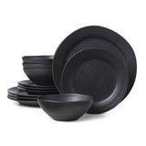 Oneida Ridge 12 Piece Dinnerware Set Ceramic/Earthenware/Stoneware in Black | Wayfair 895938
