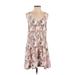 Club Monaco Casual Dress - A-Line Scoop Neck Sleeveless: Pink Floral Dresses - Women's Size 2