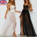 Robe de soirée longue noire transparente pour femmes robe d'été sexy robe maxi pour filles gaze