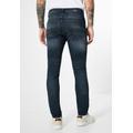 Slim-fit-Jeans STREET ONE MEN Gr. 29, Länge 34, blau (dark indigo random wash) Herren Jeans Slim Fit