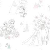 White & Pink & Blue Disney Frozen Peel and Stick Wallpaper