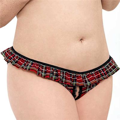 Plaid Crotchless Ruffle Panty