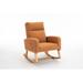 Single Person Wooden Frame Rocking Chair - Square Armrests, Standard Backrest, Thickened Cushions, and Built-in Storage Space.