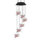 Jiyugala Wind Chimes Flying Pig Solar Color Changing LED Shell Wind Chimes Home Garden Yard Decor