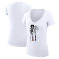 Women's G-III 4Her by Carl Banks White Las Vegas Raiders Football Girls Graphic V-Neck Fitted T-Shirt