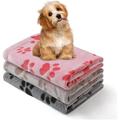 1 Pack 3 Dog Blankets for Medium Dogs Soft Fleece Dog Blanket Fluffy Pet Blanket Warm Sleep Mat Grey Cute Paw Print Puppy Cat Blanket Flannel Throw for Washable Dog Bed Blanket for Dogs