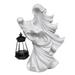 Biplut Halloween Witch Lamp Decoration Resin Craft Ornament Halloween Party Scene Layout Horror Atmosphere Decoration LED Witch Night Light Indoor Outdoor Garden Decoration (White)