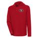 Men's Antigua Scarlet San Francisco 49ers Strong Hold Long Sleeve Henley Hoodie T-Shirt