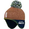 Infant Brown Seattle Seahawks Football Head Knit Hat with Pom