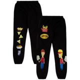 Men's DUMBGOOD Black Beavis and Butt-Head Burger World Sweatpants