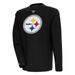 Men's Antigua Black Pittsburgh Steelers Flier Bunker Pullover Sweatshirt