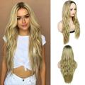 human hair wigs for women Gradient Color Female Long Hair Fashion Mid-Length Curly Wig Hood Adult Female Costume Wigs Toupees B
