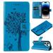 TECH CIRCLE Case for iPhone 15 Pro Max (2023) - [Embossed Tree Design] Protective PU Leather Wallet Case with [Card Holder /Wrist Strap] Fold Stand Folio Cute Cover Shell Blue