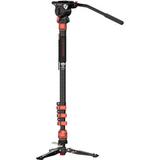 iFootage Cobra 3 Carbon Fiber Monopod with Pedal-Release Mini Tripod Base and K5S Fl CB3 C180F-P+K5S