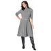 Plus Size Women's Belted Cable Sweater Dress by Jessica London in Medium Heather Grey (Size 26/28)