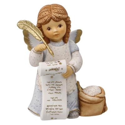 Engelfigur GOEBEL "Engel - Mein neues Rezept, Weihnachtsdeko, Höhe ca. 10,5 cm", bunt, B:5,5cm H:10,5cm T:9cm, Biskuitporzellan, Dekofiguren, Sammlerfigur, Weihnachtsfigur, Dekofigur aus Biskuitporzellan Image