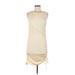 Shein Casual Dress - Bodycon Crew Neck Sleeveless: Ivory Print Dresses - Women's Size Medium