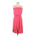 Express Casual Dress - High/Low Strapless Sleeveless: Pink Print Dresses - Women's Size Large