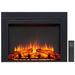 Symple Stuff Stefon 32" W Electric Fireplace Insert w/ Adjustable Color Flames & Fire Cracking Sound in Black | 7 H x 25 W x 6 D in | Wayfair