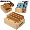 Support en bambou pour iPhone Samsung cordons de téléphone station de charge docks évalué pour