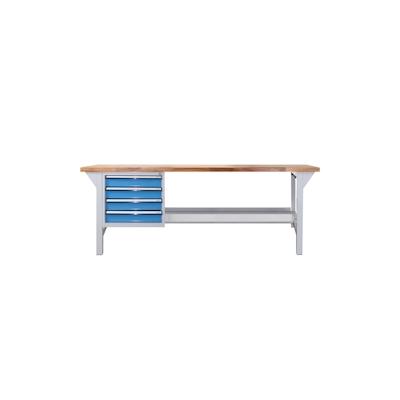 PROREGAL Werkbank Giant Rhino Plus mit 4 Schubladen | HxBxT 84x200x70cm | Traglast 500kg | Lichtgrau/Lichtblau Image