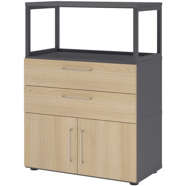 HAMMERBACHER Regalschrank »Flexwall« 80 cm breit 3 OH Stahlrahmen 2 Schubladen grau, 80x110x40 cm