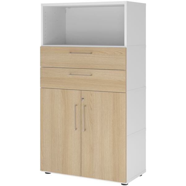 HAMMERBACHER Regalschrank »Flexwall« 80 cm breit 4 OH 2 Schubladen weiß, 80x145.2x40 cm