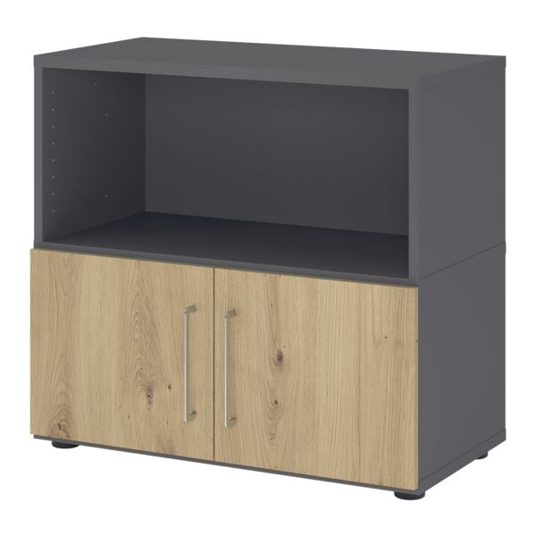 HAMMERBACHER Regalschrank »Flexwall« 80 cm breit 2 OH 2 Türen grau, 80x74.8x40 cm Image