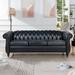 Modern 3 Seater Couch, Roll Arm Classic Tufted Chesterfield Settee Leather Sofa with Channel Tufted Seat Back for Living Room