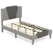 Velvet Upholstered Bed Frame with High Headboard