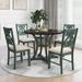 5-Piece Round Dining Table and Chair Set with Special-shaped Legs and an Exquisitely Designed Hollow Chair Back