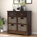 Rustic Storage Cabinet with Two Drawers and Four Classic Rattan Basket