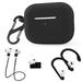 Geiomoo 4 in 1 Silicone Case Compatible with Air Pods Pro 2nd Generation Protective Cover with Carabiner (Black)