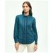 Brooks Brothers Women's Cotton Plaid Ruffled Shirt | Blue | Size 12