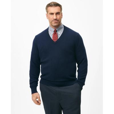 Brooks Brothers Men's Big & Tall 3-Ply Cashmere V-Neck Sweater | British Blue | Size 3X